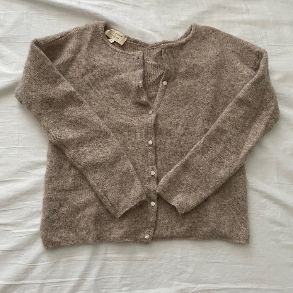 Sezane Gaspard Cardigan Sweater Size XS Light Beige, slightly shrunken